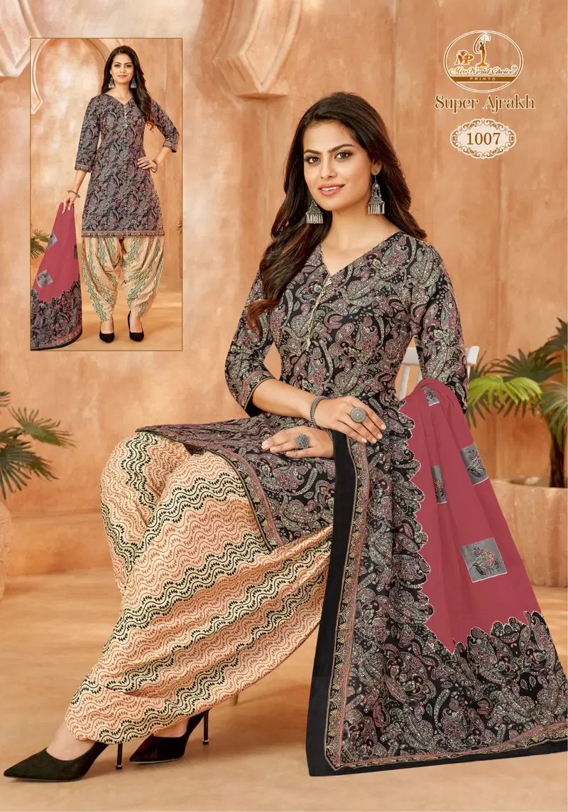 Super Ajrakh Vol 1 By Miss World Printed Cotton Dress Material Wholesale Shop In Surat